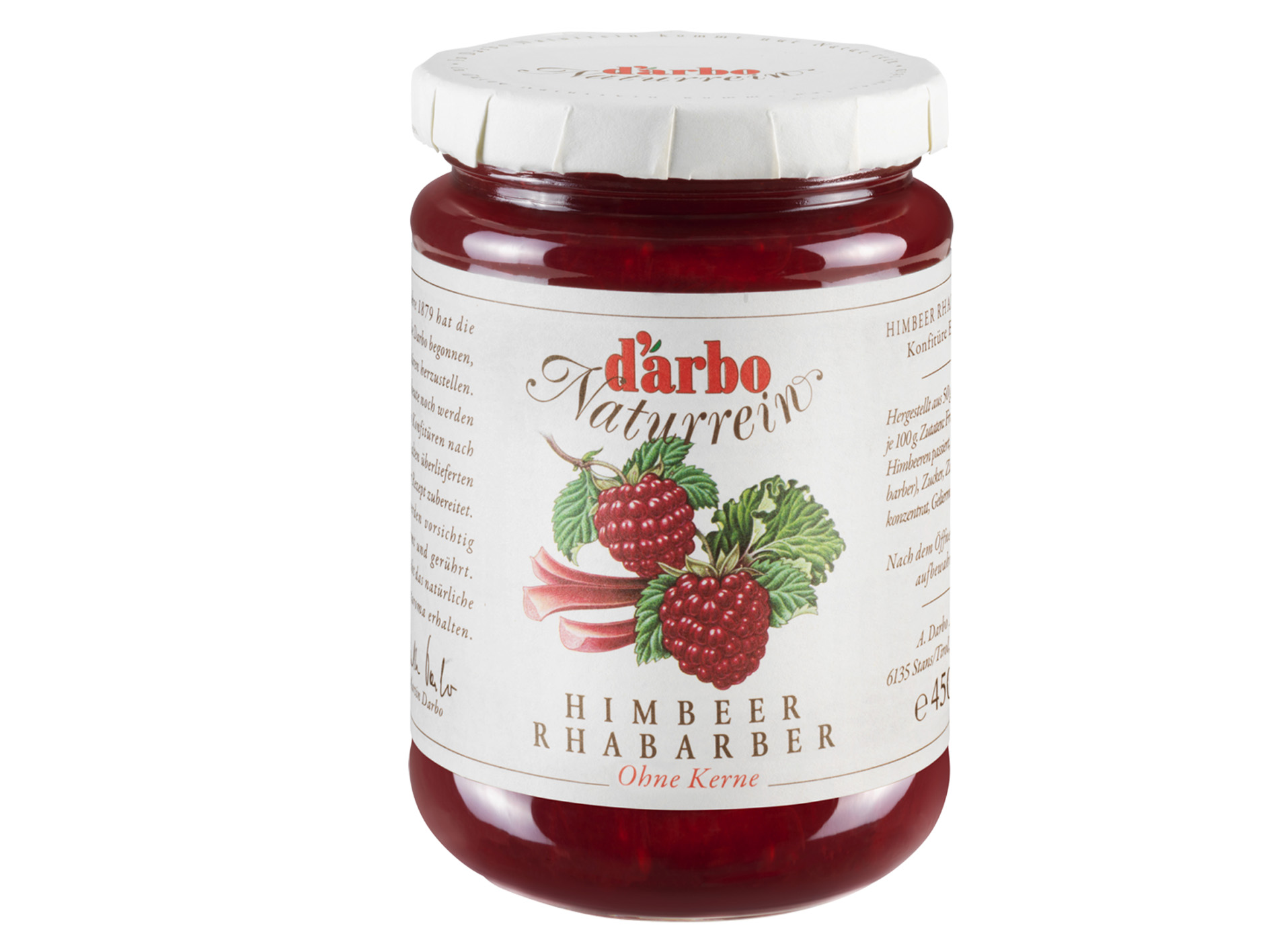 Darbo Naturrein Himbeer Rhabarber 50% Fruchtanteil 450 g - Schmankerl ...